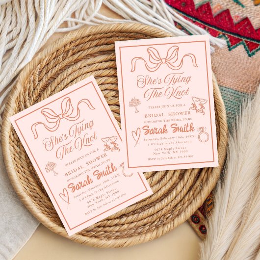 Ze is het binden van de knoop retro perzik grillig kaart