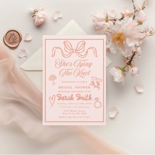 Ze is het binden van de knoop retro perzik grillig kaart