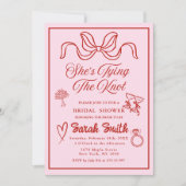 Ze is het binden van de knoop retro roze grillige  kaart (Voorkant)