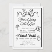 Ze is het binden van de knoop retro zwart Whimsica Kaart (Voorkant)