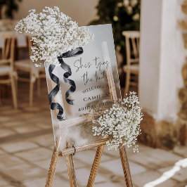 Ze is het binden van de knoop zwarte boog bruids w acryl bord