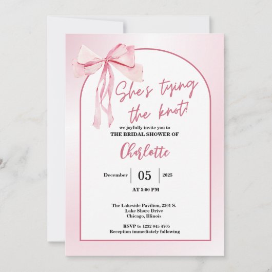 Ze is het binden van de Knot Arch Simple Bow Vrijg Kaart (Voorkant)