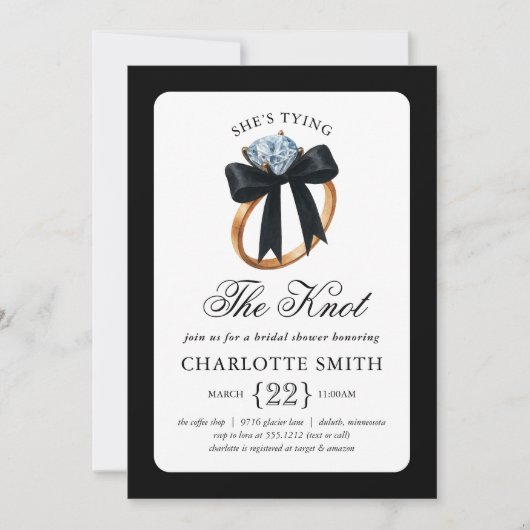 Ze is het binden van de Knot Black Bow Ring Vrijge Kaart (Voorkant)