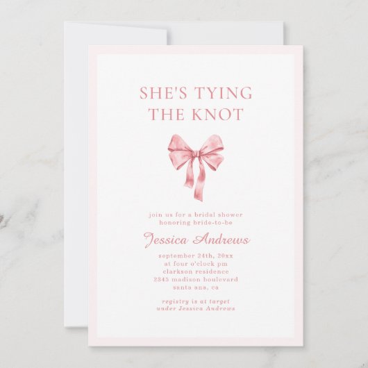 Ze is het knopen van de Roze Coquette Vrijgezellen Kaart (Voorkant)