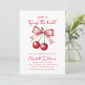 Ze is het Knot Coquette Cherry Vrijgezellenfeest a Kaart (Staand voorkant)