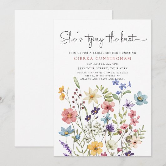 Ze is het Knot Wildflower Vrijgezellenfeest aan he Kaart (Voorkant / Achterkant)