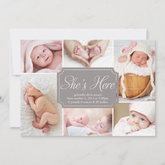 Ze is hier | Aankondiging geboorte (Voorkant)