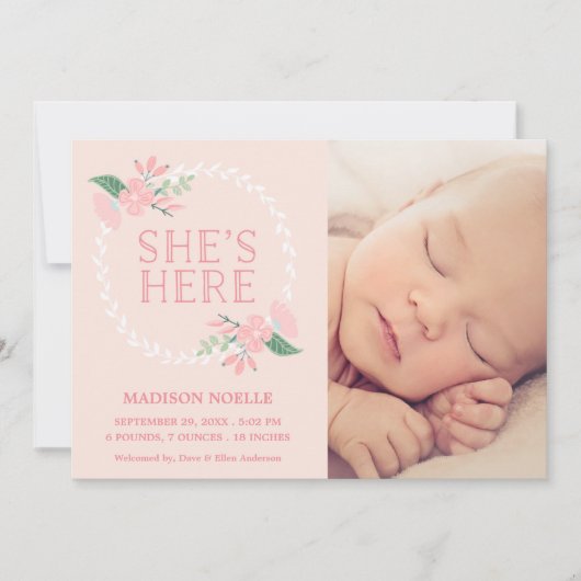 Ze is hier | Aankondiging van geboorte (Voorkant)