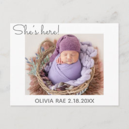 Ze is hier! Hij is hier! Eenvoudig Modern bedankt Aankondigingskaart