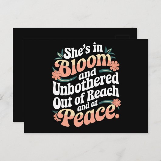 Ze is in bloei en ongestoord buiten bereik en briefkaart (Voorkant / Achterkant)