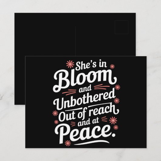 Ze is in bloei en ongestoord buiten bereik en op briefkaart (Voorkant / Achterkant)