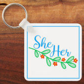 Ze is in Bloemen Sleutelhanger (Voorkant)