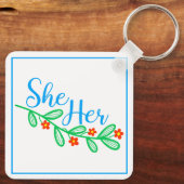 Ze is in Bloemen Sleutelhanger (Achterkant)