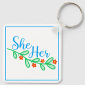 Ze is in Bloemen Sleutelhanger (Achterkant)