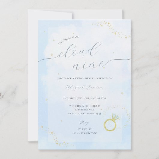 Ze is in de nacht van de clouds-bridal-douche uitg kaart (Voorkant)