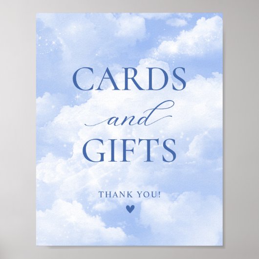 Ze is in de wolken Blauwe Kaarten & Cadeaus Poster (Voorkant)