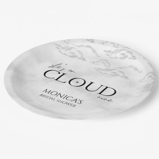 Ze is in de zevende hemel Dromerige Elegante Bruid Papieren Bordje (Gekanteld)