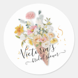 Ze is in het Vrijgezellenfeest van Bouquet opgevoe Ronde Sticker