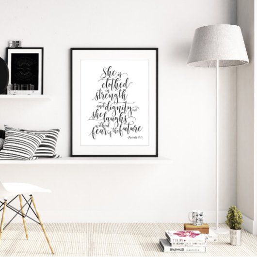 Ze is in kracht, spreekwoorden 31:25 poster