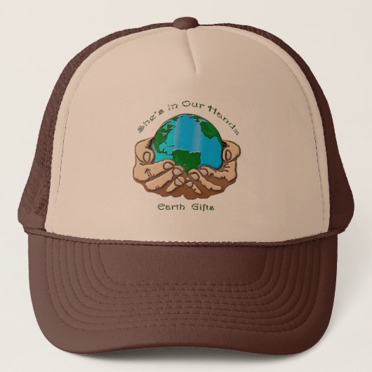 ZE IS IN ONZE HANDS Earth-lover Environmental Gift Trucker Pet (Voorkant)