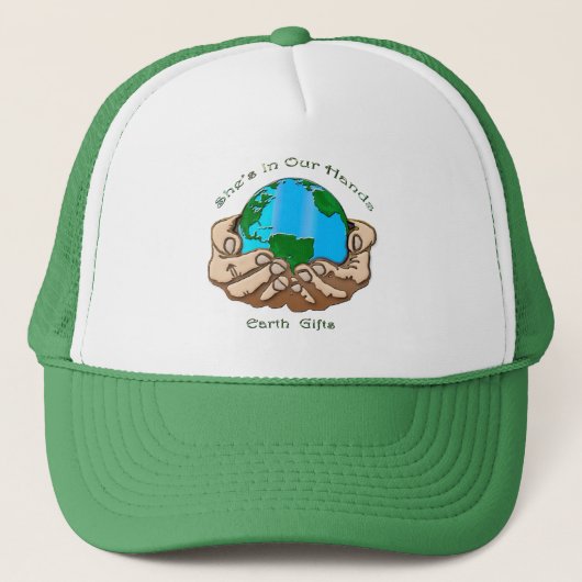 ZE IS IN ONZE HANDS Earth-lover Environmental Gift Trucker Pet (Voorkant)