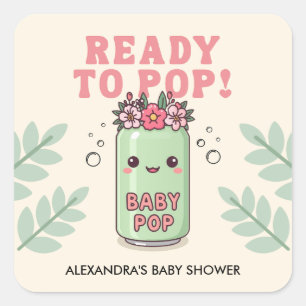 Ze is klaar om baby shower meisje boho kawaii te k vierkante sticker