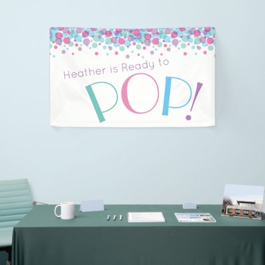 Ze is klaar om Baby shower Polka Dots Banner te Po (Beurs)