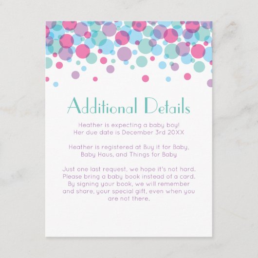 Ze is klaar om Baby shower Polka Dots te Poppen Informatiekaartje (Voorkant)