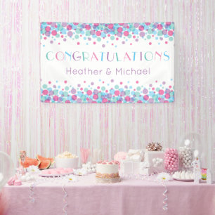 Ze is klaar om Baby shower Polka Dots te Poppen Spandoek