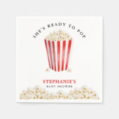 Ze is klaar om Baby shower Popcorn te Poppen Servet (Voorkant)
