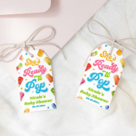 Ze is klaar om Baby shower te Poppen Cadeaulabel