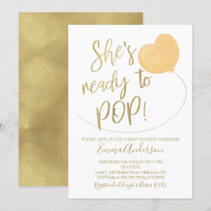 Ze is klaar om Baby shower te Poppen. Kaart