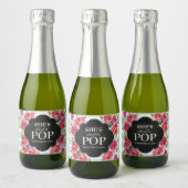 Ze is klaar om Baby shower te POPPEN. Sparkling Wijnetiket (Flessen)