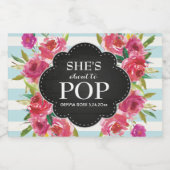 Ze is klaar om Baby shower te POPPEN. Sparkling Wijnetiket (Enkel label)