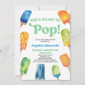 Ze is klaar om Blue Popsicle Baby shower te Poppen Kaart (Voorkant)