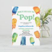 Ze is klaar om Blue Popsicle Baby shower te Poppen Kaart (Staand voorkant)