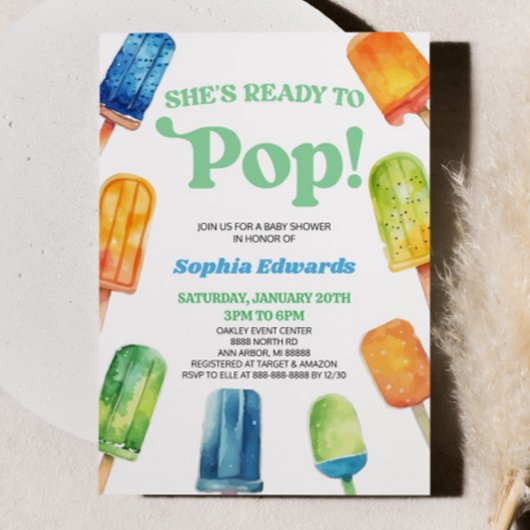 Ze is klaar om Blue Popsicle Baby shower te Poppen Kaart