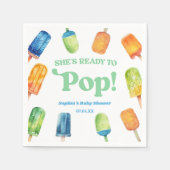 Ze is klaar om Blue Popsicle Baby shower te Poppen Servet (Voorkant)
