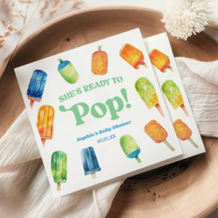 Ze is klaar om Blue Popsicle Baby shower te Poppen Servet