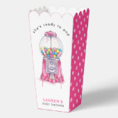 Ze is klaar om de Pop Bubblegum Pink Girl Baby sho Bedankdoosjes (Voorkant)