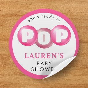 Ze is klaar om de Pop Bubblegum Pink Girl Baby sho Ronde Sticker