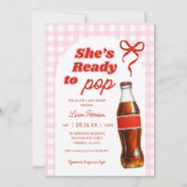 Ze is klaar om de Pop meisje frisdrank Baby shower Kaart (Voorkant)