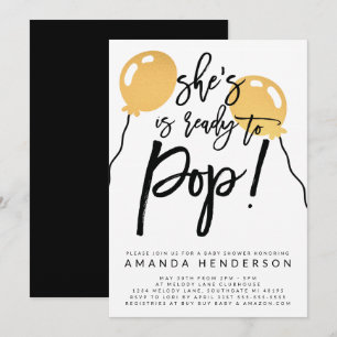 Ze is klaar om een ballonvaardig Baby shower te Po Kaart