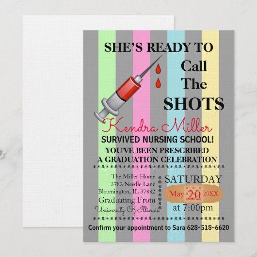 Ze is klaar om het Afstuderen van de showts te roe Kaart (Voorkant / Achterkant)