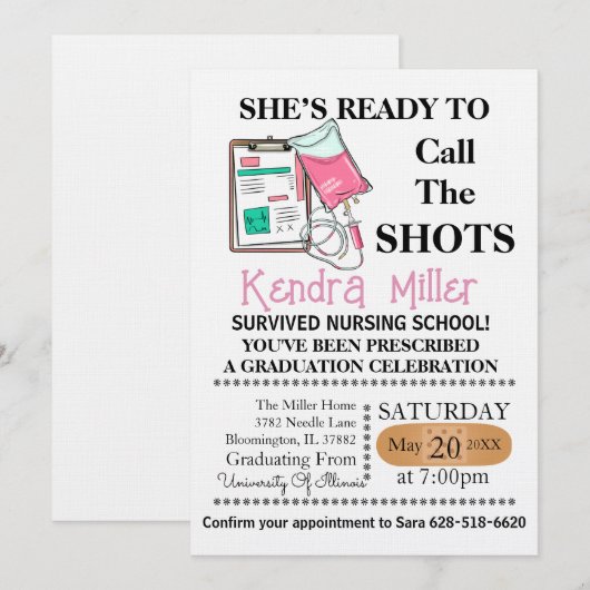 Ze is klaar om het Afstuderen van de showts te roe Kaart (Voorkant / Achterkant)