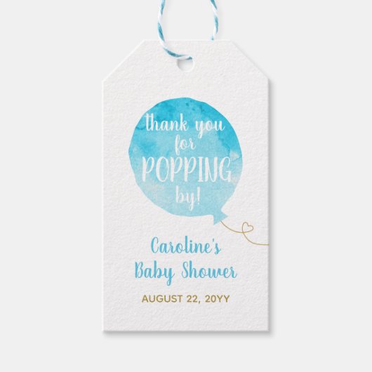 Ze is klaar om Pop Baby Boy Shower Blue Cadeaulabel (Voorkant)