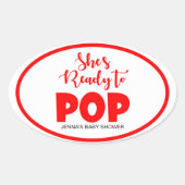 Ze is klaar om Pop Ovale gepersonaliseerde Sticker (Voorkant)