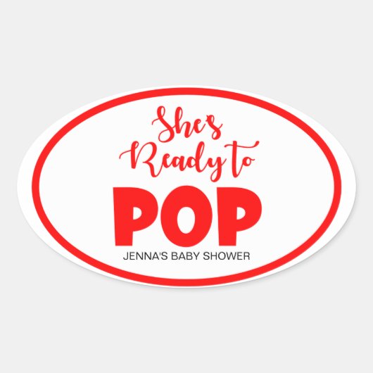 Ze is klaar om Pop Ovale gepersonaliseerde Sticker (Voorkant)