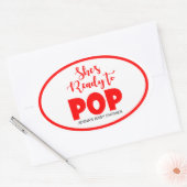 Ze is klaar om Pop Ovale gepersonaliseerde Sticker (Envelop)