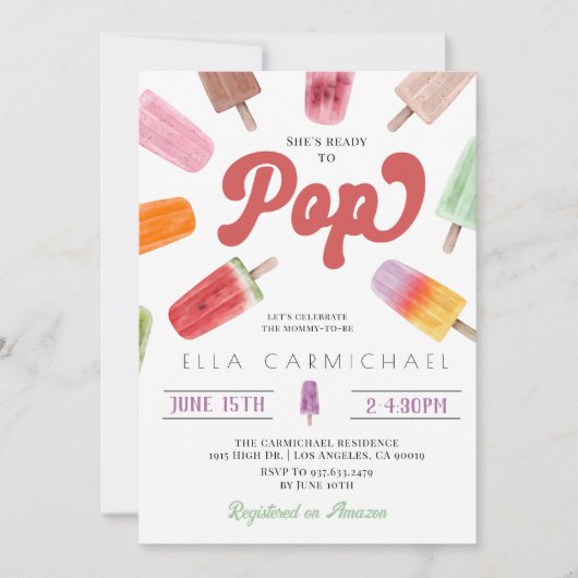 Ze is klaar om Pop Popsicle Baby shower Kaart (Voorkant)